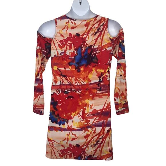 Dolce Bianca Watercolor Beach Dress M – Cold Shoulder Bodycon/Shift Fit - Picture 11 of 16